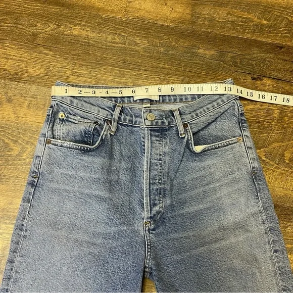 Agolde Riley Jeans Straight Crop High Rise Button Fly Womens 27 Distressed - Picture 2 of 11